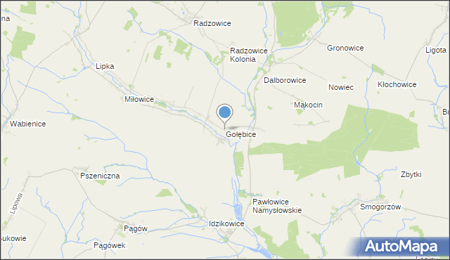 mapa Gołębice, Gołębice na mapie Targeo